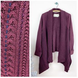 Anthropologie Cable Knit Open Cardigan NWOT